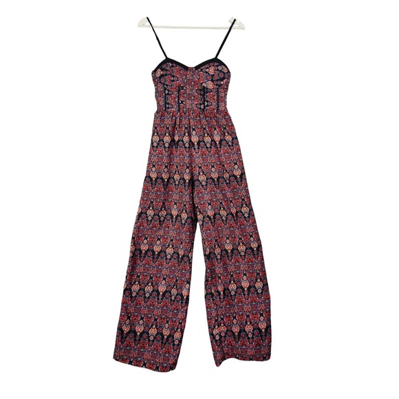Band of Gypsies Pants - Band of‎ Gypsies Womens XS Jumpsuit Wide Leg Dark Floral Smocked Boho Romper